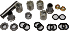 All Balls suspension linkage kit with bearings and seals, featuring metal linkage components and rubber seals for motorcycle suspension.