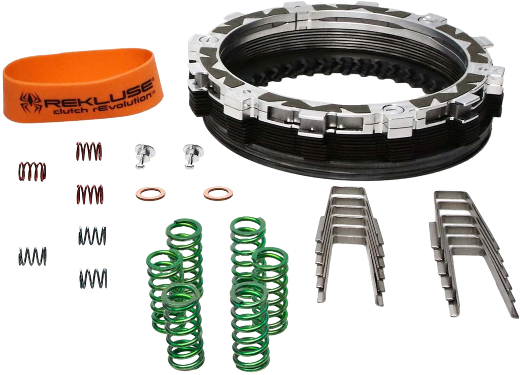 Rekluse Radiusx 4.0 clutch for Kawasaki, showing the innovative design and components of the Rekluse brand motorcycle clutch.