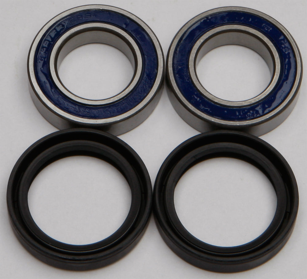 All Balls front wheel bearing and seal kit with various bearings and seals laid out on a white background