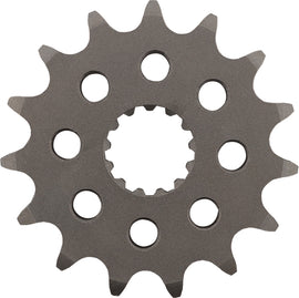 Supersprox steel front CS sprocket, 15-tooth, for 525 chain on Suzuki or Triumph on-road motorcycles, shown in black.
