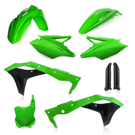 Acerbis full plastic motorcycle kit with black and white panels, includes front and rear fender, side fairings, and seat cover.