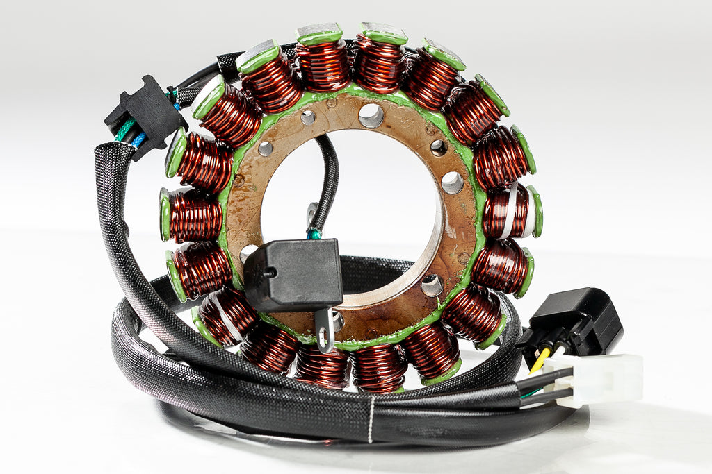 Ricks Motorsport Electric Stator 27-21051 for motorcycle electrical systems, showing the coil and mounting components.
