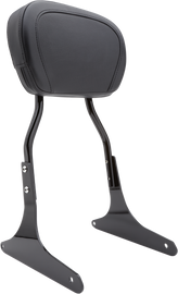 Black Cobra Std Sissy Bar with padded seat for Harley Davidson 750 C2/Phantom 07-17 motorcycle, shown with mounting hardware.