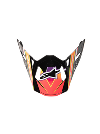 Alpine Star Visor S-M10 22.06 in pink, violet, and yellow fluo glossy finish, featuring reflective surface and sporty design.