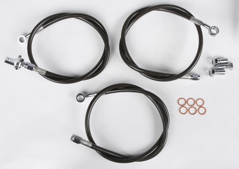 Streamline front brake line with smoke-colored tubing for Yamaha models 170-1344, designed for reliable braking performance.