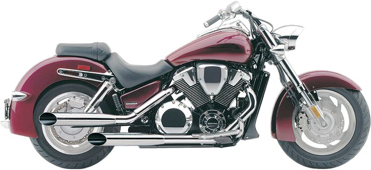Cobra Blvd Slashcut Chrome Exhaust for Honda VTX1800R motorcycle, slip-on style with chrome finish and slashcut design.