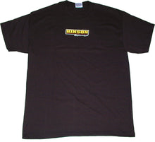 Load image into Gallery viewer, Black Hinson men's T-shirt in size M, displayed flat with a simple crew neck and short sleeves.