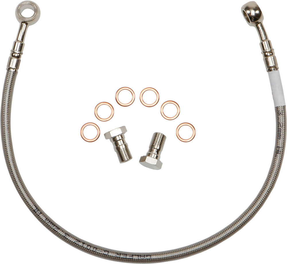 Rear brake line kit from GBRAKES, with stainless steel hoses and fittings, designed for vehicle brake system replacement.