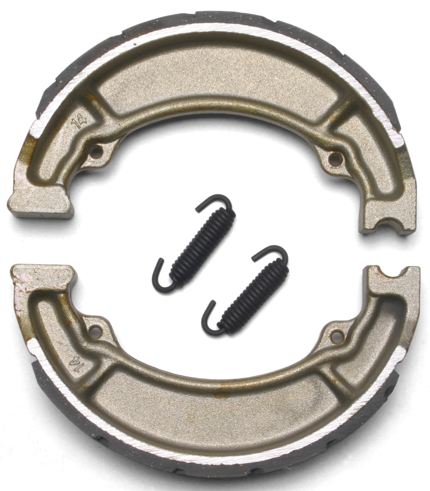 EBC Motorcycle Brakes grooved brake shoes, 618g, showing textured surface and grooves for enhanced braking performance.