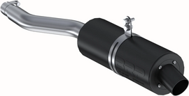MBRP Exhaust single slip-on system with 4.25-inch black sport muffler, showcasing sleek exhaust pipe and muffler design.