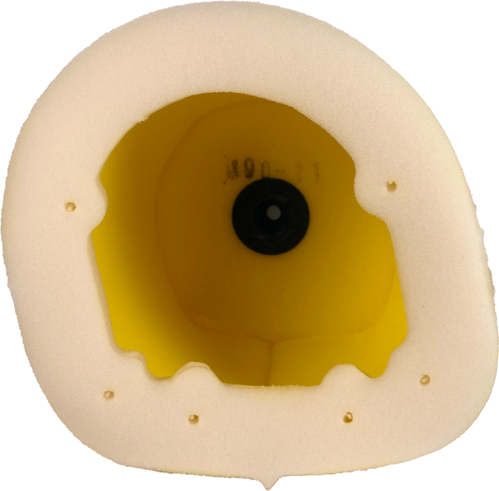 No Toil Sherco air filter showing clean, high-quality foam filter for dirt bike protection and airflow.