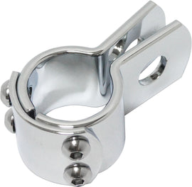 HardDrive three-piece chrome frame clamp with 1-1/4 inch size, featuring sturdy construction and adjustable design.