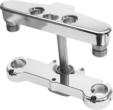 Load image into Gallery viewer, Hawg Halters Inc 6 Degree Raked Triple Trees steering component in chrome with 41mm diameter, custom design.