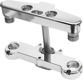 Hawg Halters Inc 6 Degree Raked Triple Trees steering component in chrome with 41mm diameter, custom design.