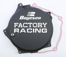 Load image into Gallery viewer, Boyesen Factory Racing Clutch Cover in black for street bikes, model 59-7217B, showing the durable metal design and branding.