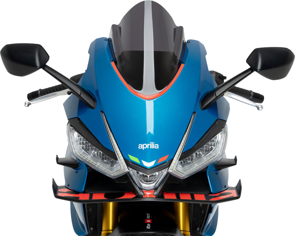 PUIG Z-Racing Dark Smoke Windscreen for motorcycle, showing the tinted, aerodynamic windshield with mounting edges.