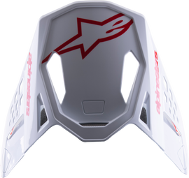 Alpine Star S-M8 Radium 2 helmet visor in bright red and white with clear viewing area, designed for motorcycle helmets.