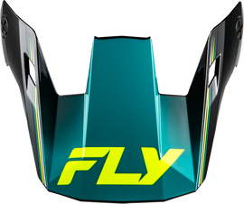 Fly Racing Rayce Repeat helmet visor in black, teal, and Hi-Vis with XL size, designed for motorcycle helmets.