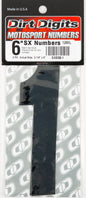 Black Dirt Digits #1 6-inch Super X decals, set of three graphics for vehicles or equipment, by Dirt Digits.