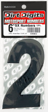 Load image into Gallery viewer, Dirt Digits #2 black 6-inch super X graphic decals, set of three, designed for motocross or dirt bike customization.