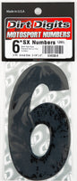 Black Dirt Digits #6 Super X decals, 6-inch size, in a 3-pack, for graphics and decals on bikes or vehicles.