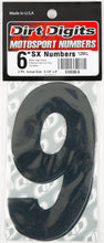 Load image into Gallery viewer, Black Dirt Digits #9 6-inch Super X decals by Dirt Digits, shown in a 3-pack with bold graphic design.