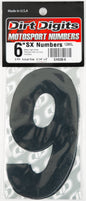 Black Dirt Digits #9 6-inch Super X decals by Dirt Digits, shown in a 3-pack with bold graphic design.
