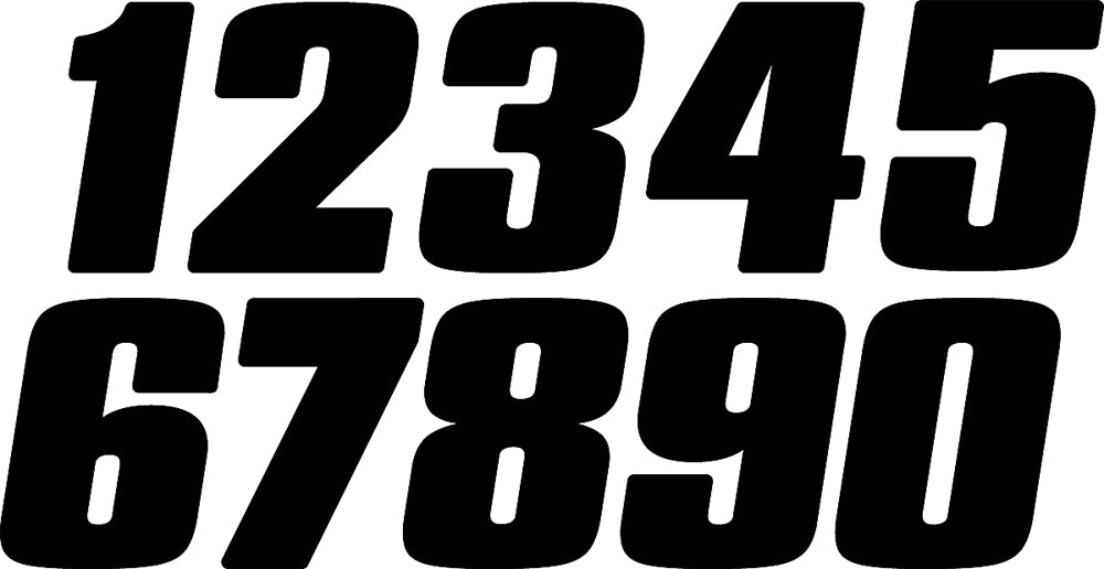 White Dirt Digits #5, 5-inch uncategorized number decals, shown in a 3-pack for dirt bike or vehicle customization.