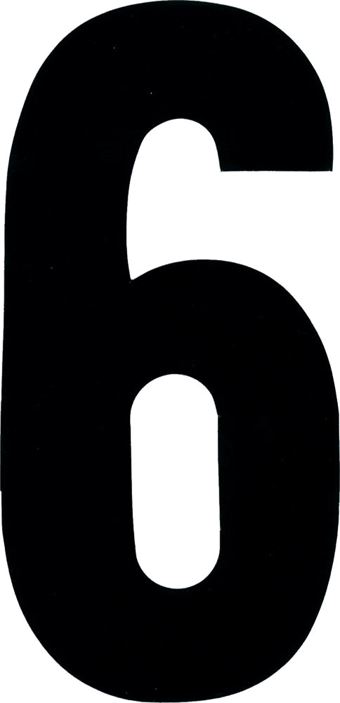White Dirt Digits #6 7-inch extreme number decals, part of a 3-pack, for customizable sports and team signage.