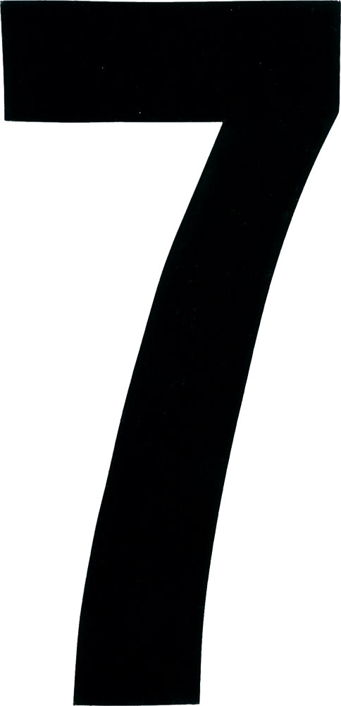 White Dirt Digits #7 extreme 7-inch number decals, three-pack, for customization and signage by Dirt Digits.