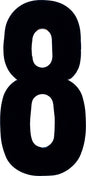 White Dirt Digits #8 Extreme Digits 4-inch set, three durable plastic number signs for outdoor or industrial use.