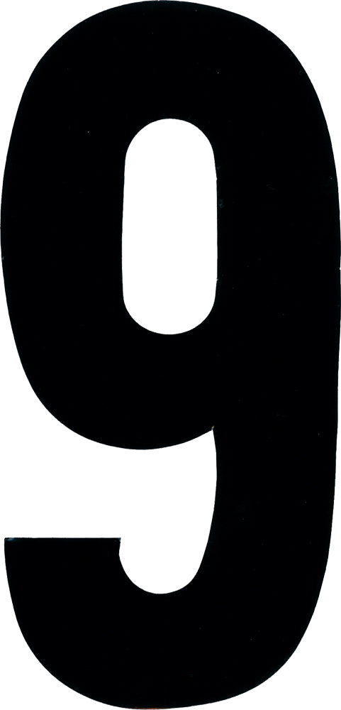 White Dirt Digits #9 6-inch extreme number decals, part of a 3-piece set, designed for customizable signage and displays.