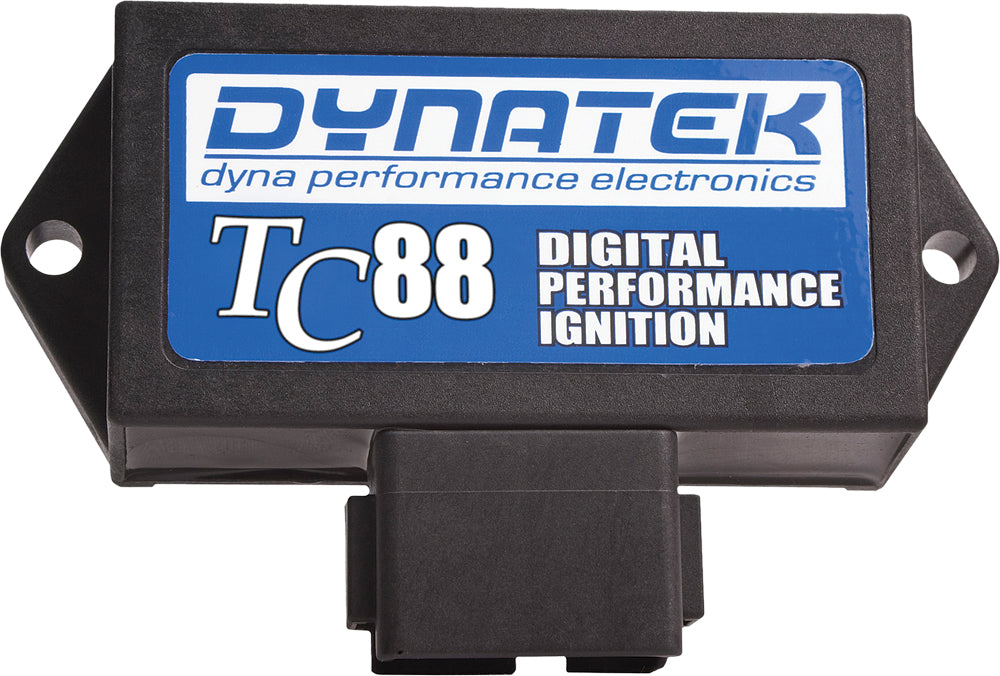 Dynatek Dyna 2000 TC engine management system for Sportster motorcycle, with control unit and wiring visible.