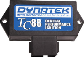 Dynatek Dyna 2000 TC engine management system for Sportster motorcycle, with control unit and wiring visible.