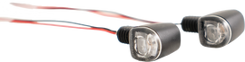 Pair of amber LED turn signals from Koso North America, showing sleek design and bright illumination for motorcycle or vehicle use.
