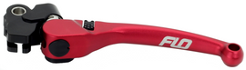 Red Flo Motorsports Pro 160 clutch lever with ergonomic design, featuring a sleek finish and mounting mechanism.