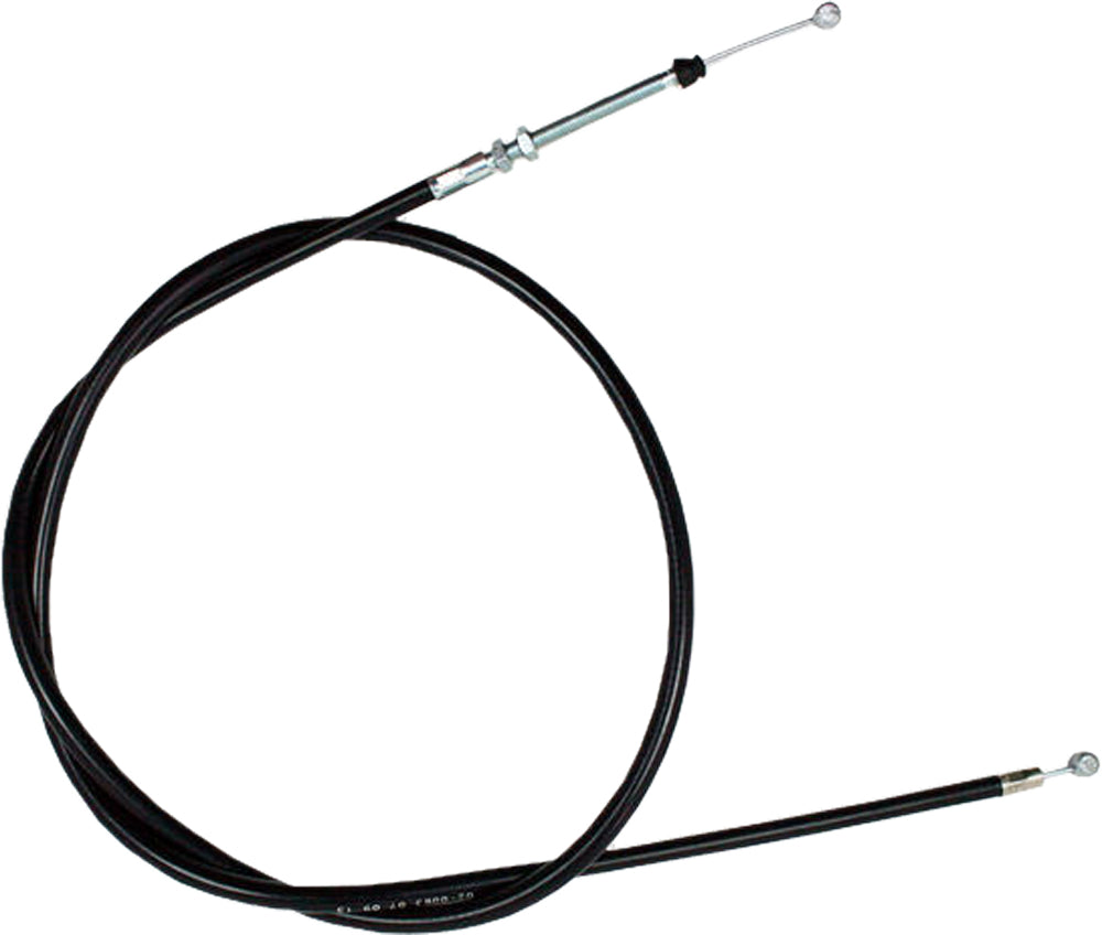 Motion Pro black vinyl front brake cable with metal fittings, designed for motorcycle braking systems.