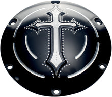 Load image into Gallery viewer, Precision Billet Derby Cover Darkside Black for Drive, made of durable billet aluminum with intricate design details