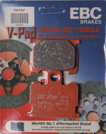EBC Motorcycle Brakes Fa70v semi-sintered V Series brake pads, black with metal backing, designed for motorcycle braking systems