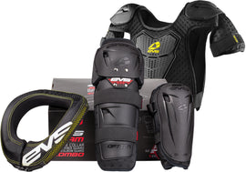 Black EVS Slam Combo Plus youth protective gear set with shoulder and elbow pads, designed for active sports.