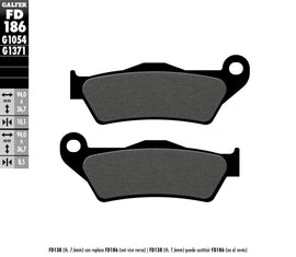 GALFER semi-metallic brake pads FD186G1054 shown, designed for effective braking in high-performance vehicle applications.