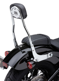 Cobra detachable round chrome backrest for body seat, fits Flde, Flsl, Fxbb models, part number 82-96537.