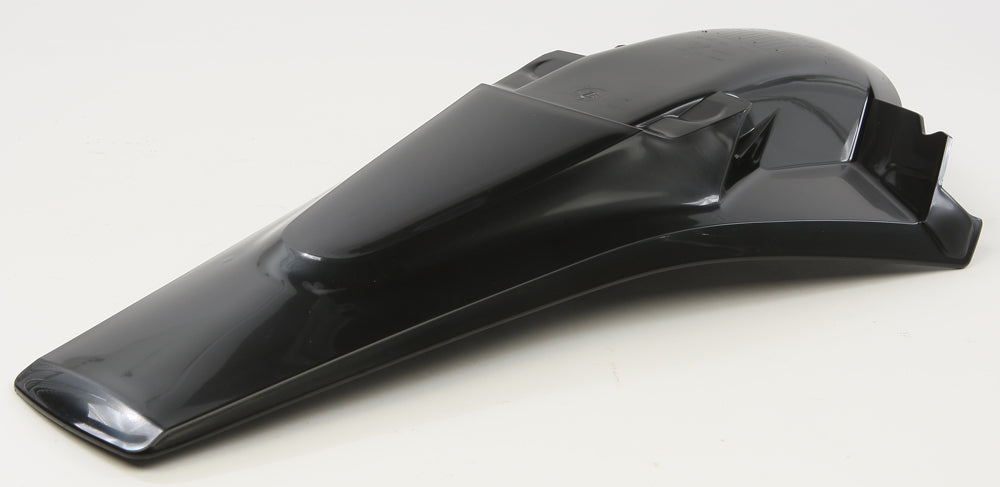 Acerbis black rear fender for motorcycles, showcasing its durable plastic construction and sleek design.