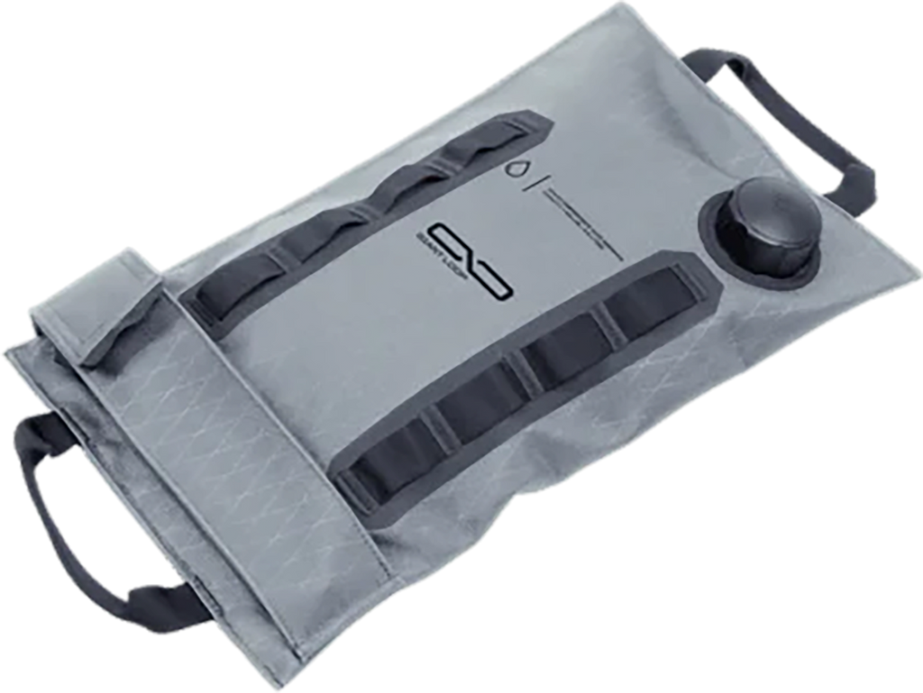 Giant Loop Armadillo Liquid Reservoir Bag 1 Gal with durable black material and secure strap attachments for motorcycle or outdoor use