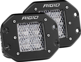Pair of RIGID Industries D-Series Pro Diffused Flush Mount Lights for vehicle illumination, with a sleek black finish and diffused lens.