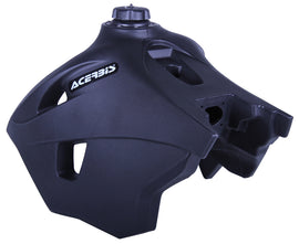 Acerbis black 4.1-gallon fuel tank for motorcycles, featuring a sleek design and durable construction, shown in the image.