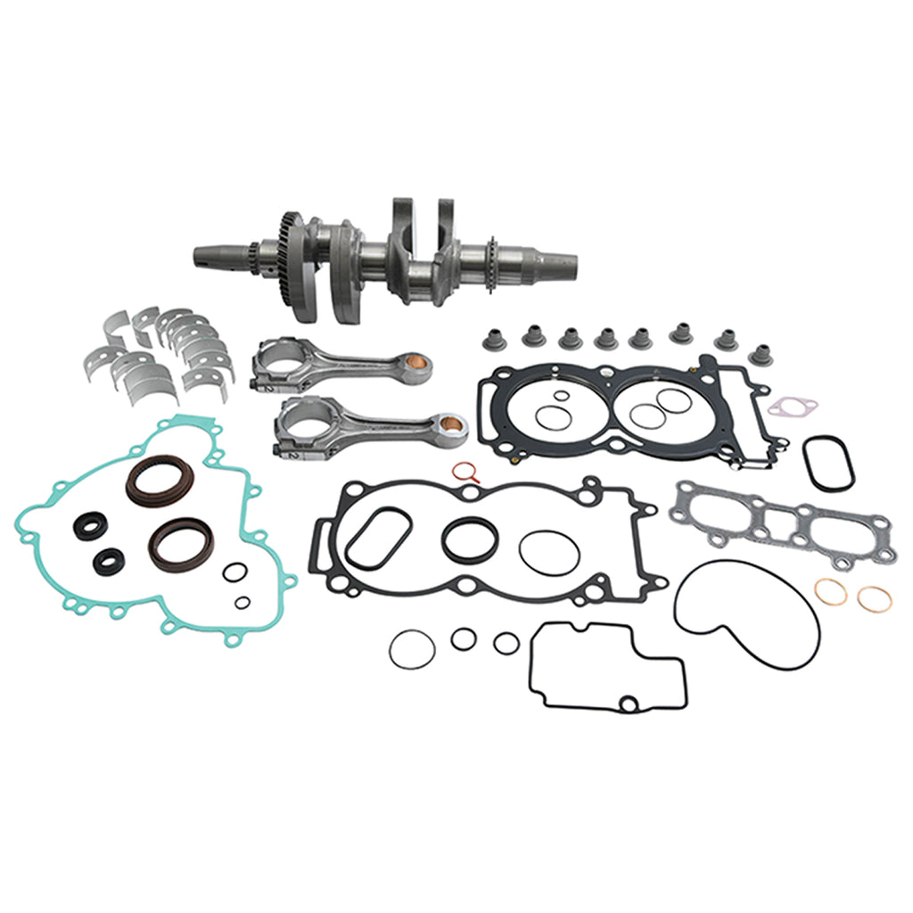 Hot Rods Bottom End Kit for engine, Pol 421-HR0121, showing crankshaft, connecting rods, and engine components.