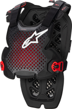 Load image into Gallery viewer, Alpine Star A-1 Chest Protector in anthracite, black, and red, XL/2X size, showing padded protective design for motorcycling.