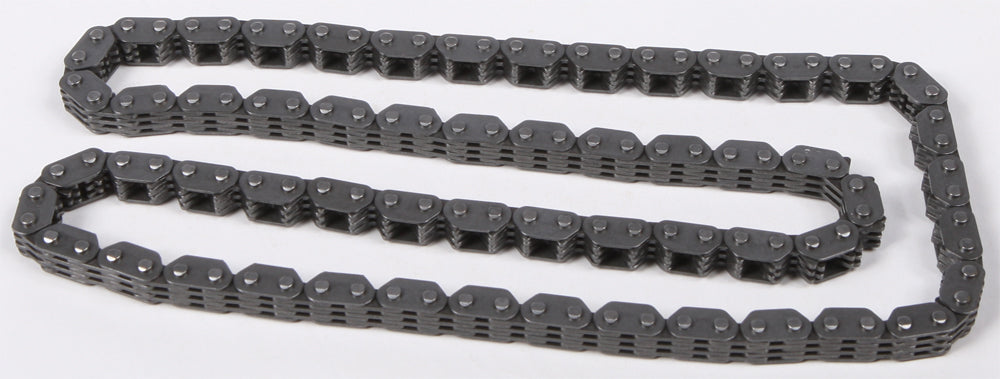 ProX Racing Parts cam chain for Yamaha engine, showing the metal chain with links and branding details in close-up view.