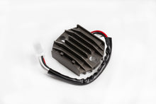 Load image into Gallery viewer, Ricks Motorsport Electric electrical regulator and rectifier with metal casing and wiring connections, used in motorcycle electrical systems.